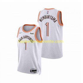 Maillot Basket San Antonio Spurs Victor Wembanyama 1 Nike 2023-2024 City Edition Blanc Swingman - Homme